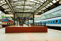 Prague, Czechia - 30 July 2024: Main Railway station empty in the morning, hlavni nadrazi, public transport. High quality photo