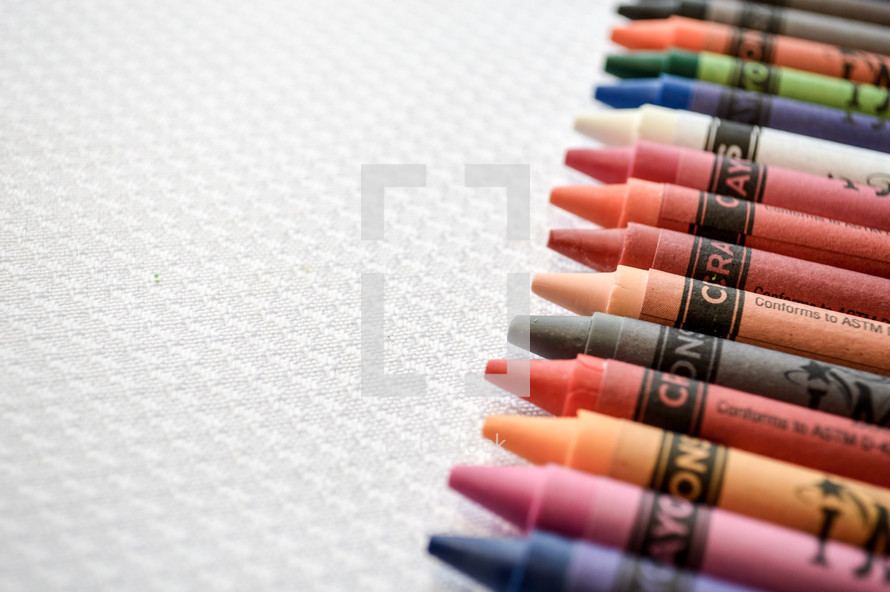 crayons on a white background 