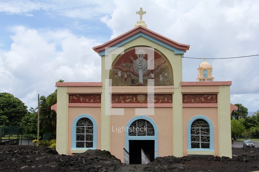 Notre Dame Des Laves Church, spared from a volcanic eruption