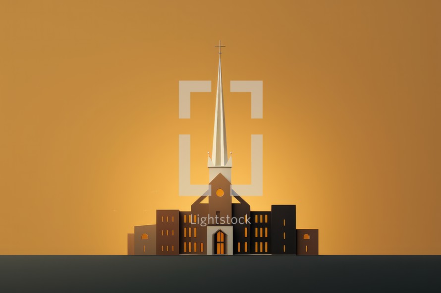 Church on the background of the city. Vector illustration for your design