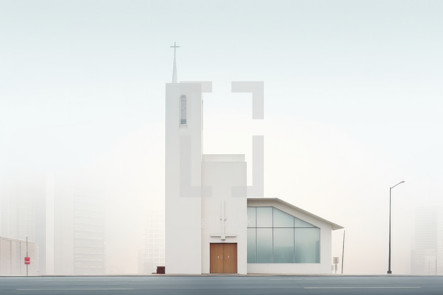 Modern church. 3d rendering, 3d illustration.