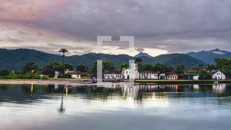 Sunset at the old center at Paraty RJ, Brazil.