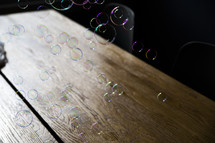 bubbles over a wood floor 
