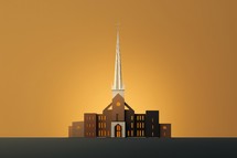 Church on the background of the city. Vector illustration for your design