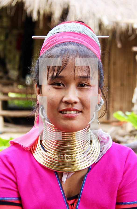cultural traditions - woman with rings around her neck 