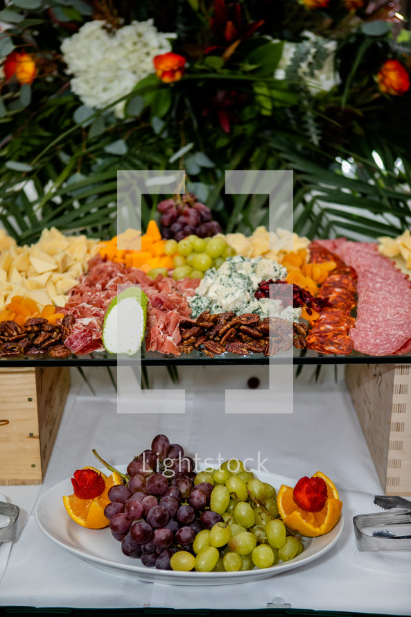 meats, cheeses, and fruits 