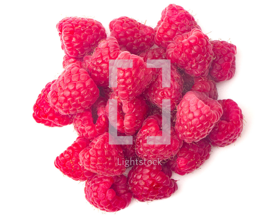 raspberries on white 
