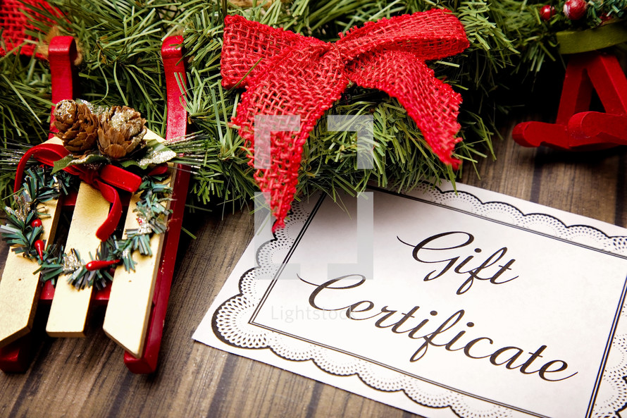 Gift Certificate and wreath 