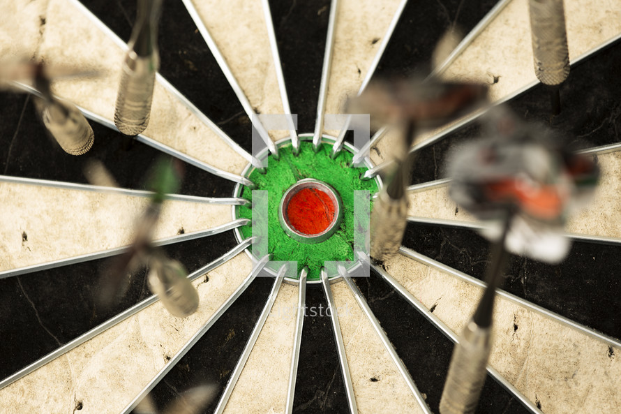 darts in a dart board 