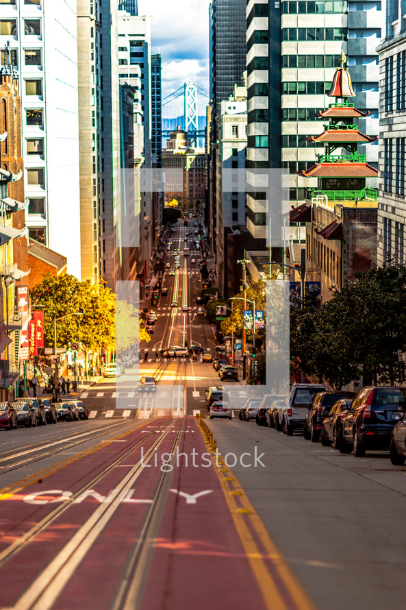San Francisco streets at sunset 