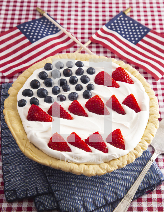 A Pie in the Shape of the American Flag for a Patriotic Celebration