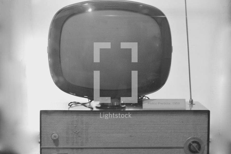 Vintage TV from the !950's with a blank screen in black and white 