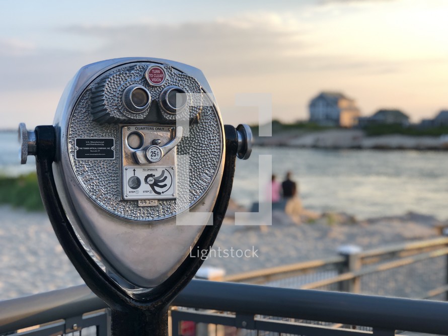 viewfinder scope on a beach deck 