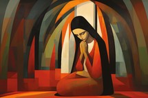 Illustration of a woman praying