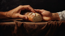 Communion, sharing a loaf of bread