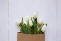 tulips in a paper bag 