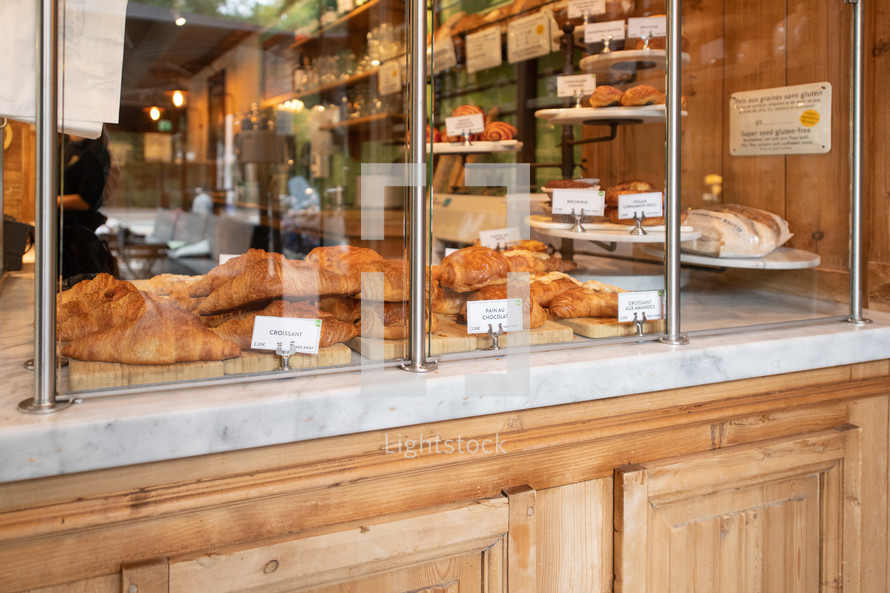 Bakery with bread in the window