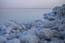 salt formations along the shore 