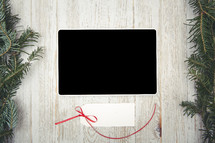 Christmas background with Blank Tag and Copy Space