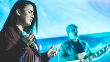 worship leaders singing during a worship service 