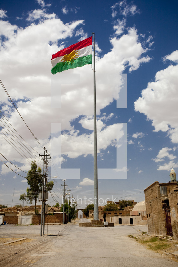 Iraqi flag on a flag pole 