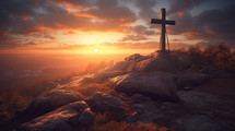 Cross on an rocky hill