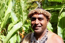 Traditionally dressed man in a jungle 