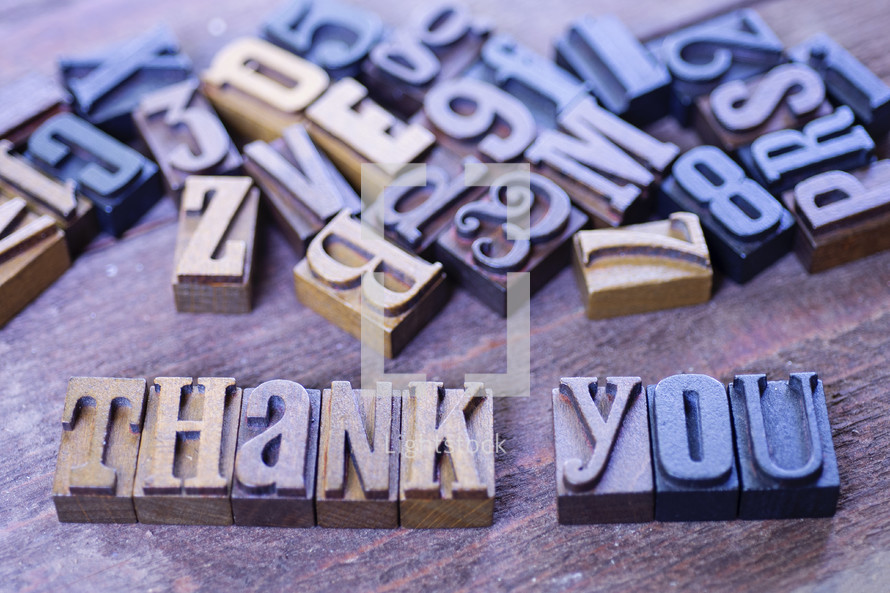 thank you and wooden letter stamps 