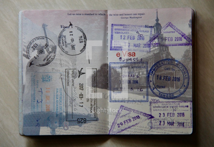 stamps in a passport 
