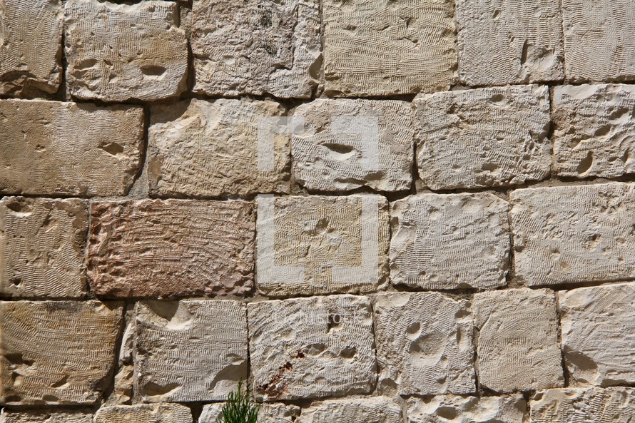 stone walls in Jerusalem closeup 