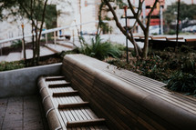 outdoor benches in a city 