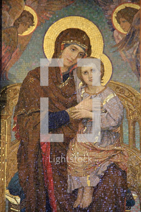 Mary and Jesus tile mosaic 