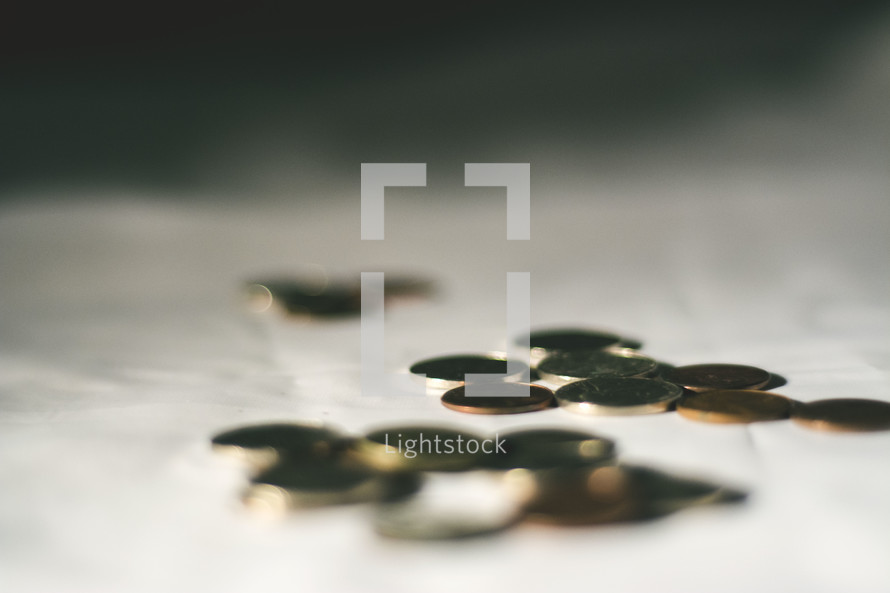 coins on a table 