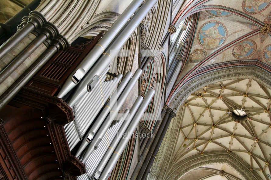 organ pipes in a cathedral 