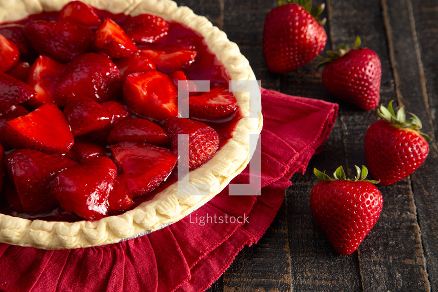 strawberry pie, pie, fruit, food, dessert, baking 