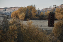 old silo on a hills in fall 