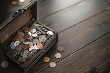 coins in a treasure chest 