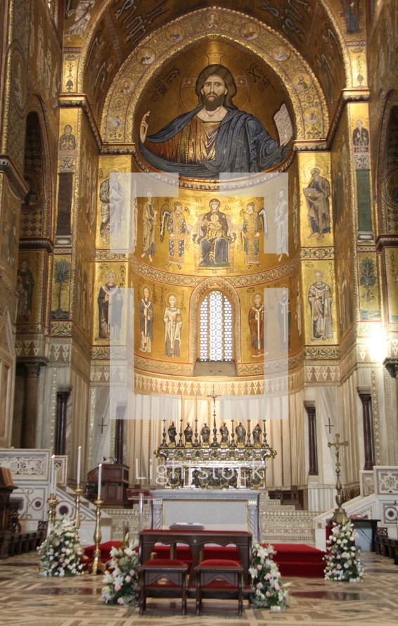 Painting of Jesus over an altar 