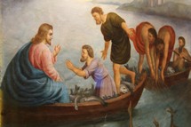 Jesus in boats with fishermen 