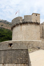 Castle walls with fortified tower