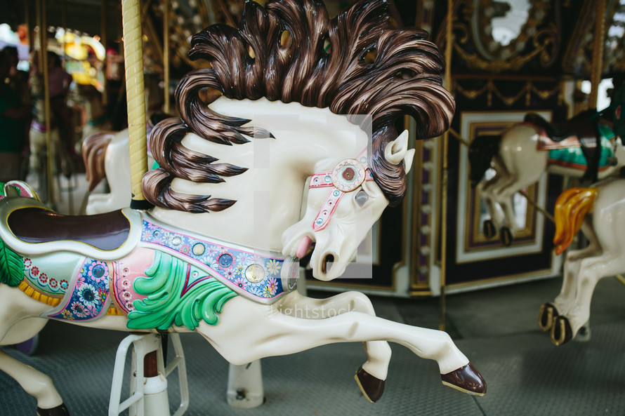 horses on a carousel 