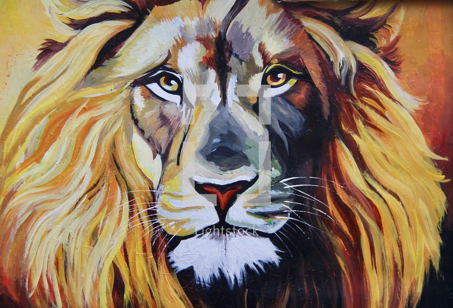 Painting of Male Lion 