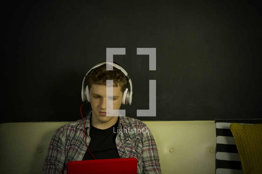 teenager listening to music