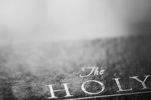 The Holy Bible close-up - black and white version