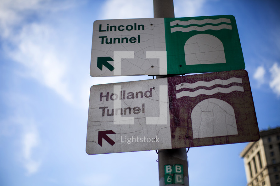 Street signs to the subway.
