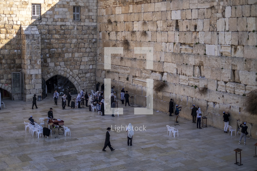prayers along the wall in Jerusalem 