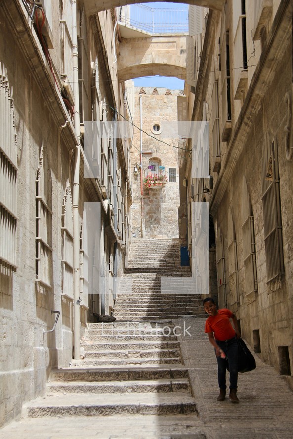 exploring the narrow streets of Jerusalem 