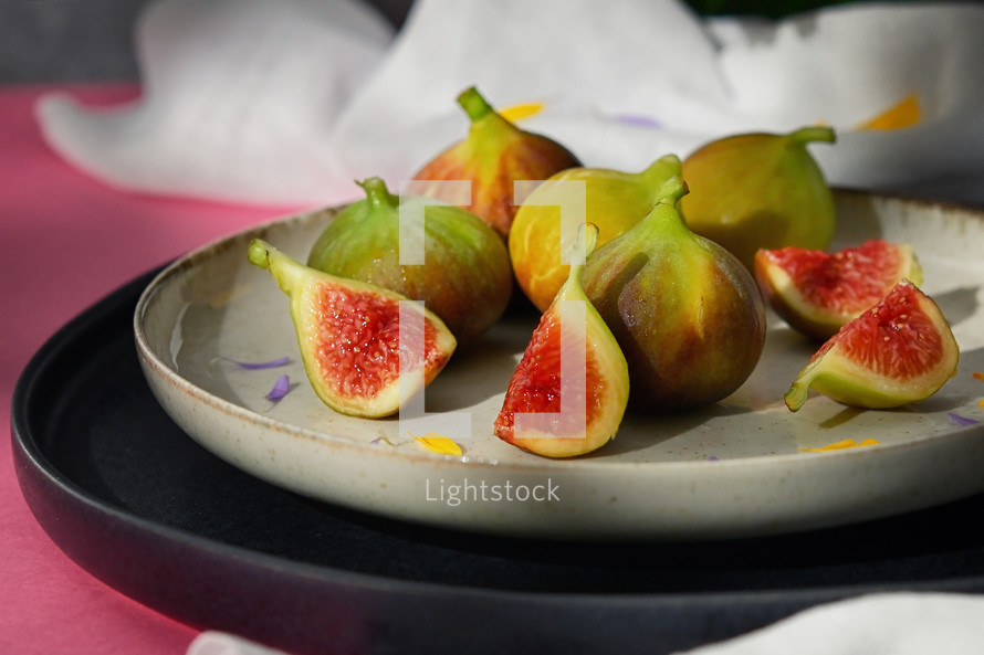 Cut figs on a plate