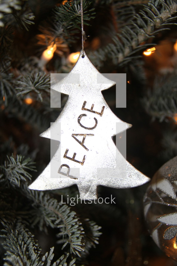 peace on a Christmas tree Christmas ornament 