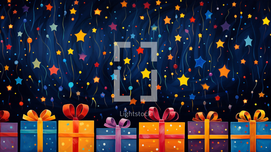 Stars and presents background illustration. 